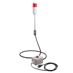 Andon Light, Remote push button control box, w/10ft cable, 9.45" pole w/ L Bracket, Red flashing, 110VAC, 6ft power cord
