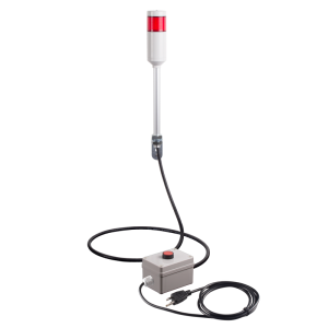 Andon Light, Remote push button control box, w/10ft cable, 9.45" pole w/ L Bracket, Red flashing, 110VAC, 6ft power cord