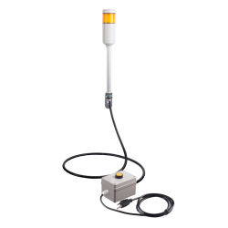 Andon Light, Remote push button control box, w/10ft cable, 9.45" pole w/ L Bracket, Yellow steady, 110VAC, 6ft power cord