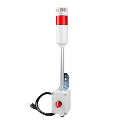 Andon Light, Selector switch control box, 9.45" pole w/ L Bracket, Red flashing & Buzzer, Adjustable 10-100dB Buzzer, 110VAC, 6ft power cord