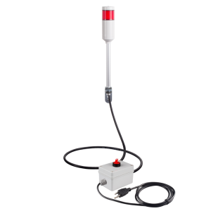 Andon Light, Remote Selector switch control box, w/10ft cable, 9.45" pole w/ L Bracket, Red flashing, 110VAC, 6ft power cord