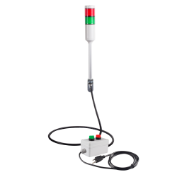 Andon Light, Remote Selector switch control box, w/10ft cable, 9.45" pole w/ L Bracket, Red flashing, Green steady, 110VAC, 6ft power cord