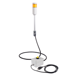 Andon Light, Remote Selector switch control box, w/10ft cable, 9.45" pole w/ L Bracket, Yellow steady, 110VAC, 6ft power cord