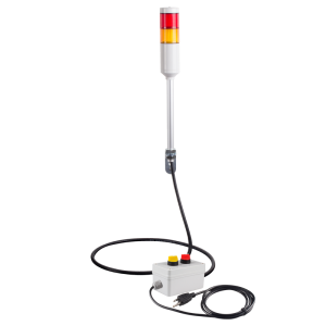 Andon Light, Remote Selector switch control box, w/15ft cable, 9.45" pole w/ L Bracket, Red flashing, Yellow steady, 110VAC, 6ft power cord