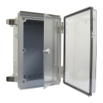 Enclosure, PC, Gray Body, Clear cover with swing panel, Hinge & latch, 15.75 x 23.62 x 7.09"