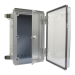 Enclosure, PC, Gray Body, Clear cover with swing panel, Hinge & latch, 11.81 x 11.81 x 7.09"