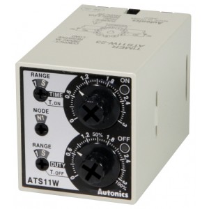 Autonics Twin Timer, 42x38x75mm, 6 operating modes, 0.1 Sec-10hrs setting time, DPDT(2c) or 2 SPDT, 24VAC/VDC, (11 pin socket req'd)