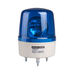 Beacon rotating light, 135mm blue lens, 80dB sound, Stud mount, Incandescent bulb, 12V AC/DC 25W