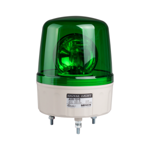 Beacon rotating light, 135mm green lens, 80dB sound, Stud mount, Incandescent bulb, 220V AC 25W