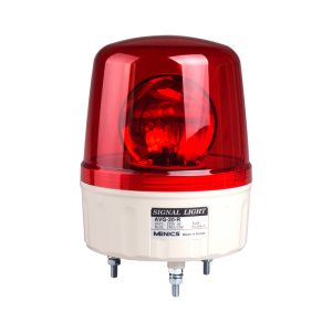 Beacon rotating light, 135mm red lens, 80dB sound, Stud mount, Incandescent bulb, 24V AC/DC 25W