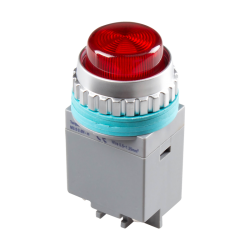 LED Pilot Lamp, 30mm Panel hole, IP65, Dome head, Red, 24VDC