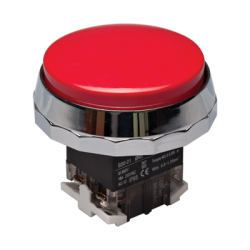 30mm Momentary Push button, 65mm Extended head, IP65, 110V 16A, 1NO 1NC, Red
