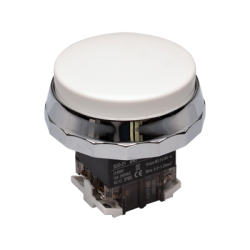30mm Momentary Push button, 65mm Extended head, IP65, 110V 16A, 1NO 1NC, White