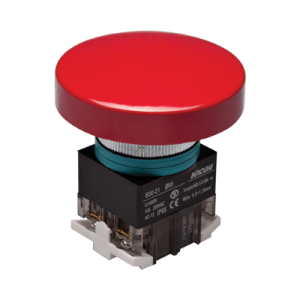 30mm Momentary Push button, 65mm Mushroom head, IP65, 110V 16A, 1NO 1NC, Red