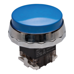 30mm Momentary Push button, 65mm Extended head, IP65, 110V 16A, 1NO 1NC, Blue