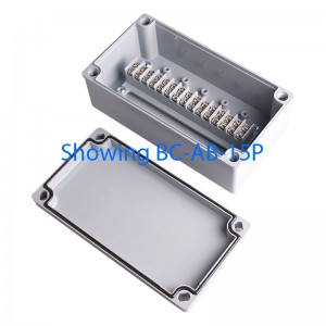 Terminal box, 20pins flat type, ABS material, Grayish Blue color, 3.94 x 9.06 x 2.76" size, IP67 [Old# BC-AB-20P, BC-AGB-20P]