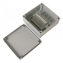 Terminal box, 20pins stair 2 line, ABS material, Grayish Blue color, 6.3 x 6.3 x 2.76" size, IP67 [Old# BC-AB-20PA, BC-AGB-20PA]