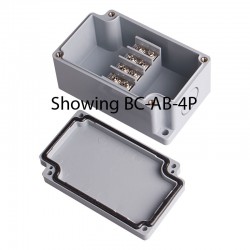 Terminal box, 6pins flat type, 2 x 21mm Knockouts, ABS material, Grayish Blue Color, 2.95 x 3.58 x 1.69" size, IP67 [Old# BC-AB-6P, BC-AGB-6P]