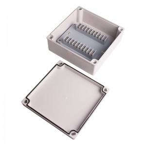 BOXCO Terminal box, 20pins flat 2 line, ABS material, Grayish color, 6.3 x 6.3 x 2.76" size, IP67