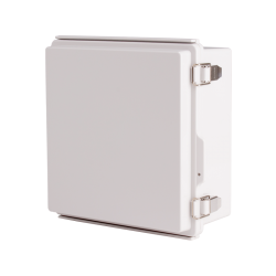 Plastic Enclosure, ABS, Gray color, P type for molded hinge & stainless steel latch, W8.27 x L8.27 x D3.94' size, IP67