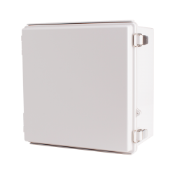 Plastic Enclosure, ABS, Gray color, P type for molded hinge & stainless steel latch, W11.81 x L11.81 x D7.09" size, IP67