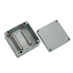 Aluminum terminal box, 20 pins 2 Line Flat type, 6.30x 6.30x3.54" size, IP67