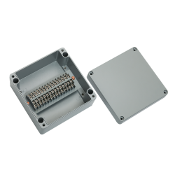 Aluminum terminal box, 30pins 2 line stair type, 7.09 x 7.09 x 3.94" size, IP67