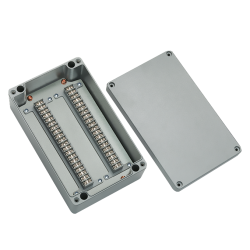 Aluminum terminal box, 40 pins 2 Line Flat type, 6.30x 10.24x3.54" size, IP67