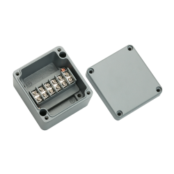 Aluminum terminal box, 6pins flat type, W3.15 x L2.95 x H2.56" size, IP67