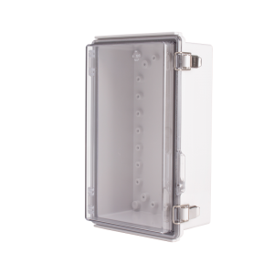 Plastic Enclosure, ABS gray body & PC clear cover, P type for molded hinge & stainless steel latch, W6.30 x L10.24 x D3.94" size, IP67