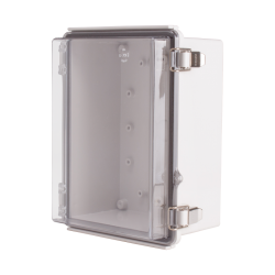 Plastic Enclosure, ABS gray body & PC clear cover, P type for molded hinge & stainless steel latch, W6.69 x L8.66 x D4.13" size, IP67  [Old# BC-ATP-172211]