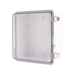 Plastic Enclosure, ABS gray body & PC clear cover, P type for molded hinge & stainless steel latch, W8.27 x L8.27 x D3.94' size, IP67