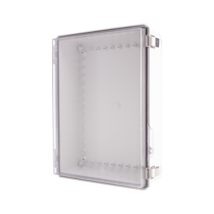 Plastic Enclosure, ABS gray body & PC clear cover, P type for molded hinge & stainless steel latch, W11.81 x L15.75 x D4.72" size, IP67