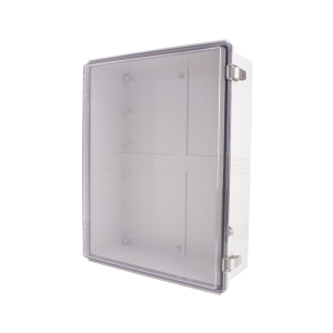 Plastic Enclosure, ABS gray body & PC clear cover, P type for molded hinge & stainless steel latch, W15.74 x L19.69 x D6.30" size, IP67