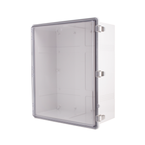 Plastic Enclosure, ABS gray body & PC clear cover, P type for molded hinge & stainless steel latch, W20.87 x L24.80 x D7.28" size, IP67