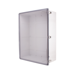 Plastic Enclosure, ABS gray body & PC clear cover, P type for molded hinge & stainless steel latch, W24.80 x L32.68 x D11.22" size, IP67