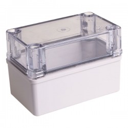 Plastic Enclosure, ABS gray body & PC clear cover, S type for Lift-off screw cover, W3.15 x L5.12 x D3.35" size, IP67