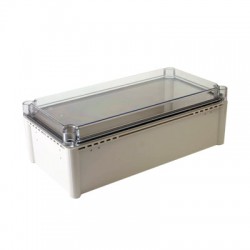 Plastic Enclosure, PC gray body & PC clear cover, S type for Lift-off screw cover, W7.48 x L14.96 x D5.12" size, IP67 (UL)