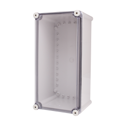 Plastic Enclosure, ABS gray body & PC clear cover, S type for Lift-off screw cover, W7.48 x L14.96 x D7.09" size, IP67