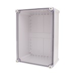 Plastic Enclosure, ABS gray body & PC clear cover, S type for Lift-off screw cover, W11.02 x L14.96 x D5.12" size, IP67