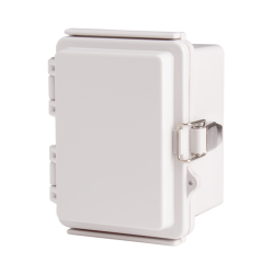 Plastic Enclosure, PC, Gray color, P type for molded hinge & stainless steel latch, W3.54 x L4.72 x D3.35" size, IP67 (UL)