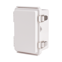 Plastic Enclosure, PC, Gray color, P type for molded hinge & stainless steel latch, W3.94 x L5.91 x D3.35" size, IP67 (UL)