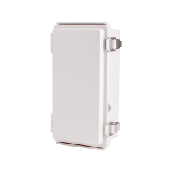 Plastic Enclosure, PC, Gray color, P type for molded hinge & stainless steel latch, W4.33 x L8.27 x D2.95" size, IP67 (UL)