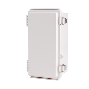 Plastic Enclosure, PC, Gray color, P type for molded hinge & stainless steel latch, W4.33 x L8.27 x D3.94" size, IP67 (UL)