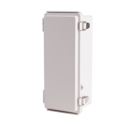 Plastic Enclosure, PC, Gray color, P type for molded hinge & stainless steel latch, W4.33 x L10.24 x D3.94" size, IP67 (UL)
