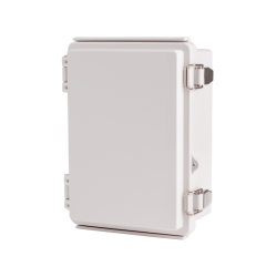 Plastic Enclosure, PC, Gray color, P type for molded hinge & stainless steel latch, W5.12 x L7.09 x D3.35" size, IP67 (UL)