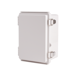 Plastic Enclosure, PC, Gray color, P type for molded hinge & stainless steel latch, W5.12 x L7.09 x D3.941" size, IP67 (UL)