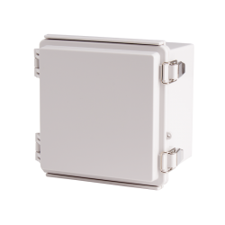 Plastic Enclosure, PC, Gray color, P type for molded hinge & stainless steel latch, W5.91 x L5.91 x D4.72" size, IP67 (UL)