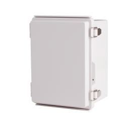 Plastic Enclosure, PC, Gray color, P type for molded hinge & stainless steel latch, W6.30 x L8.27 x D5.12" size, IP67 (UL)