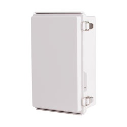 Plastic Enclosure, PC, Gray color, P type for molded hinge & stainless steel latch, W6.30 x L10.24 x D3.94" size, IP67 (UL)